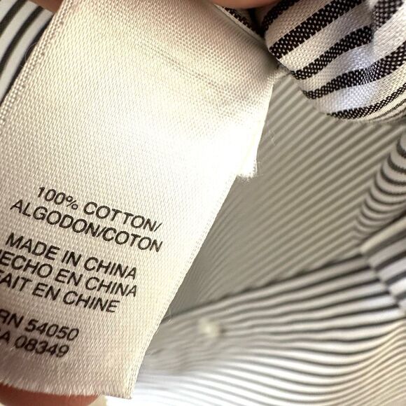 Jones New York easy care grey and white stripe button down shirt - Picture 7 of 9